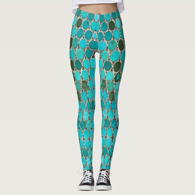 Türkisfliesen, ovales Mosaik Leggings (Vorderseite)