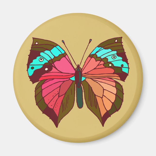 Türkisgestreifter Schmetterling Magnet (Vorne)