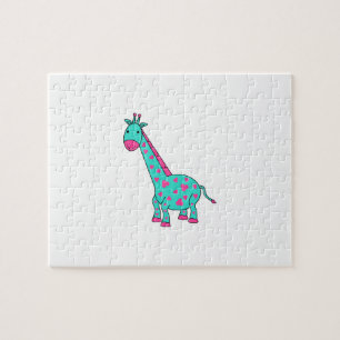 Türkisgiraffe mit dem rosa Haar Puzzle