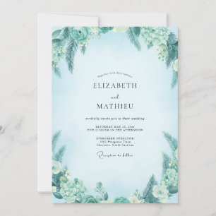 Türkisgrüne Eukalyptus-Hochzeit Einladung