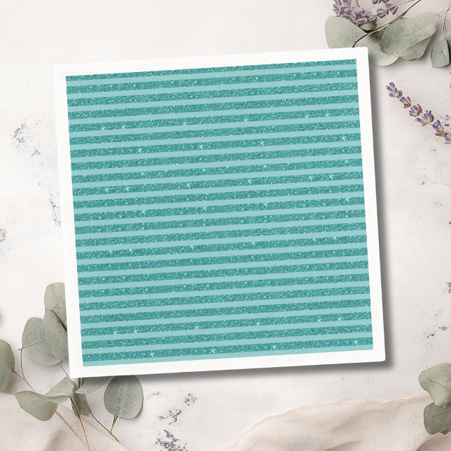 Türkisgrüne Glitteroptik horizontale Streifen Serviette (Von Creator hochgeladen)