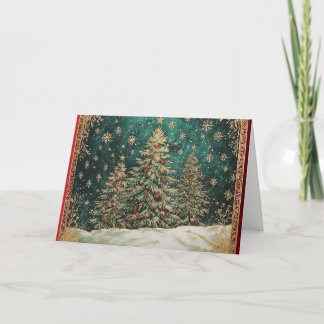Türkisgrüne goldene Foil Weihnachtsbaum Karte
