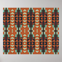 Türkisgrüne Orange Red Ethnic Tribal Mosaik