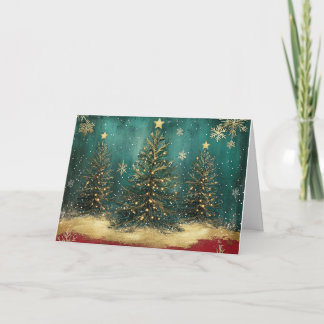 Türkisgrüne Weihnachten mit goldenen Akzenten Karte
