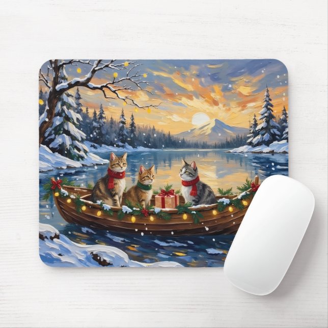 Turkish Angora Cat Christmas Boat Holiday Mousepad (Mit Mouse)