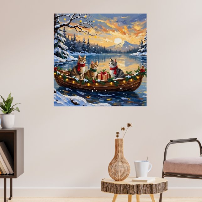 Turkish Angora Cat Christmas Boat Holiday Poster (Wohnzimmer 3)