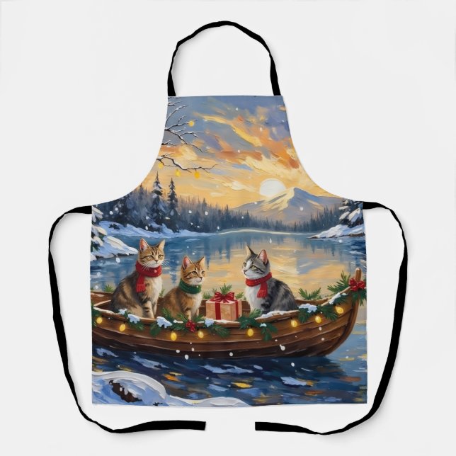 Turkish Angora Cat Christmas Boat Holiday Schürze (Vorderseite)