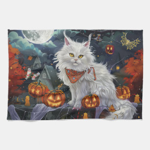 Turkish Angora Cat Halloween Spooky Geschirrtuch