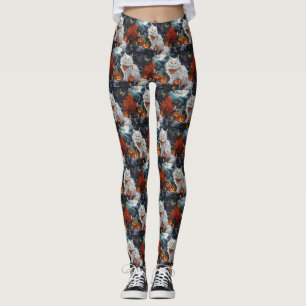 Turkish Angora Cat Halloween Spooky Leggings