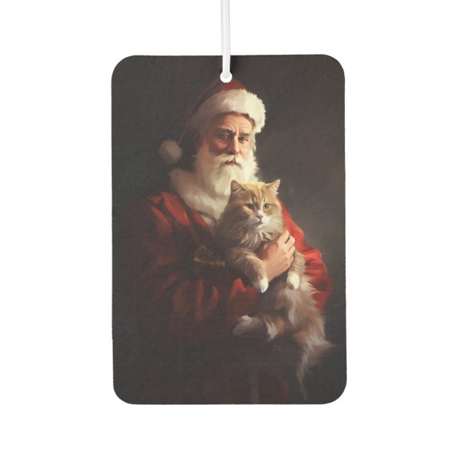 Turkish Angora Cat Santa Claus Weihnachten Autolufterfrischer (Vorderseite)