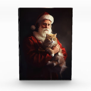 Turkish Angora Cat Santa Claus Weihnachten Fotoblock