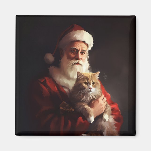 Turkish Angora Cat Santa Claus Weihnachten Magnet (Vorne)