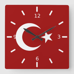 Turkish flag         quadratische wanduhr