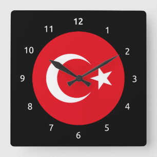 Turkish flag Wall Clock Quadratische Wanduhr