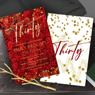 Turkish Love Roses 30th Birthday Invitation Einladung