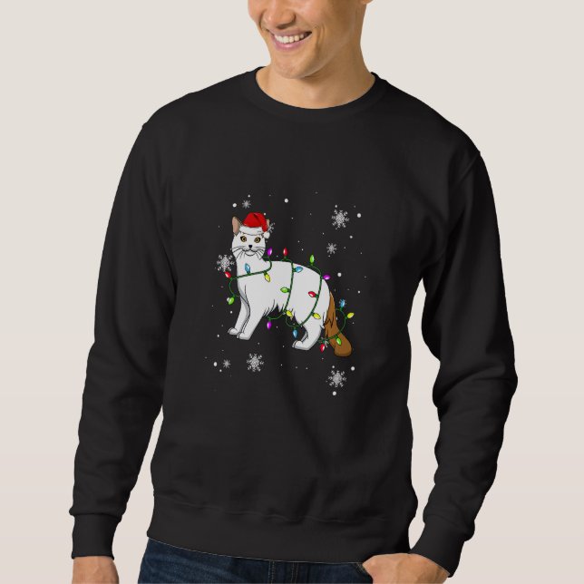 Turkish Van Cat Christmas Lights Christmas Cat San Sweatshirt (Vorderseite)