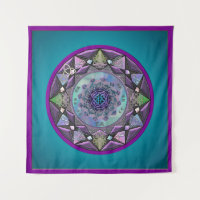 Türkislila keltische Mandala-Wand-Tapisserie