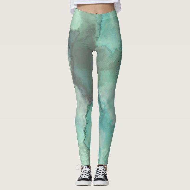 Türkismarmor Abstrakt Leggings (Vorderseite)