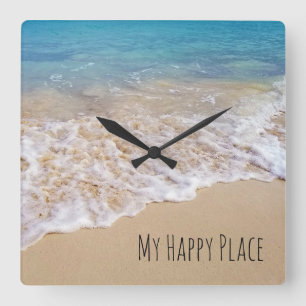 Türkisozeanstrand mit Brandung Quadratische Wanduhr