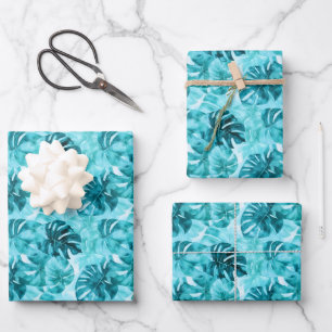 Türkispalme Fronds Geschenkpapier Set