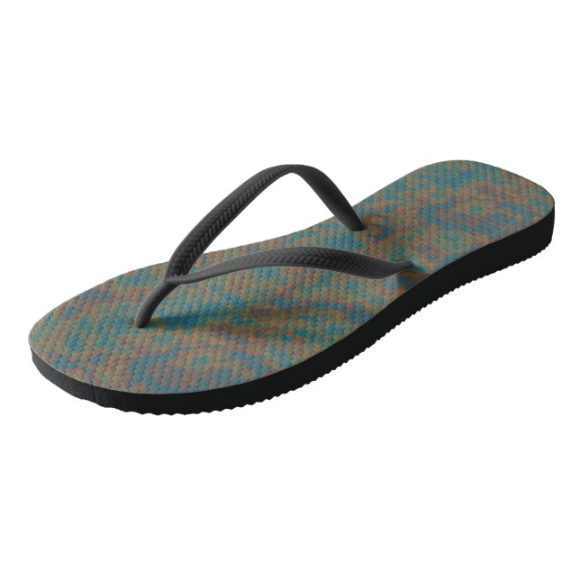 Türkisrost Abstrakt Flip Flops (Schrägansicht)