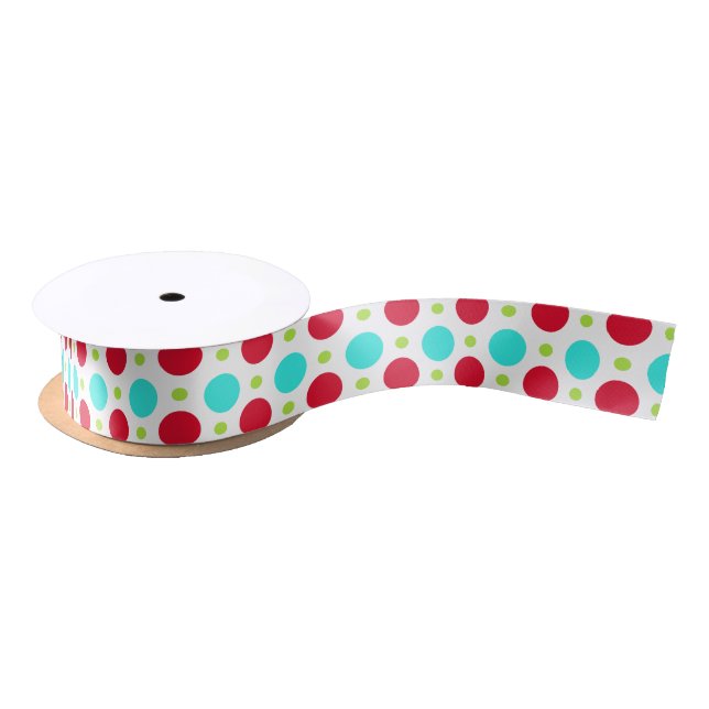 Türkisrot und grüner Polka Dot Ribbon Satinband (Spule)
