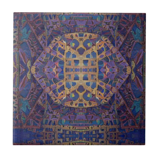 Türkisrote, türkisfarbene Kunst aus marokkanischem Fliese (Vorderseite)