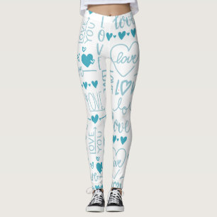 Türkisspass und moderne Liebe und Herz Leggings
