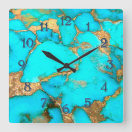 Türkisuhr Quadratische Wanduhr