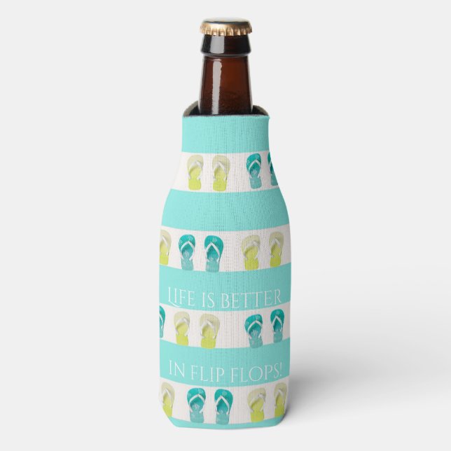 Türkisweißer Sandstrand Flaschenkühler (Flaschenvorderseite)