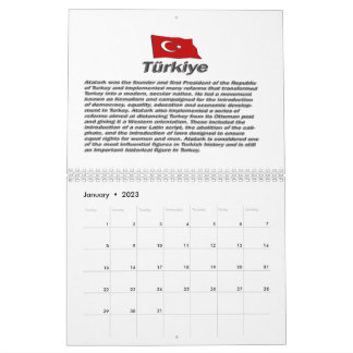 Turkiye Calender 100. Jahrestag der Republik Kalender