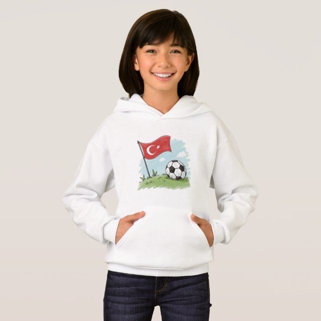 Türkiye flag and crayon-style soccer ball hoodie (Vorne ganz)