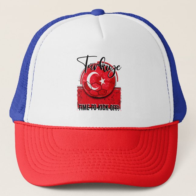 Türkiye-Flagge, Vintager Fußball Truckerkappe (Vorderseite)