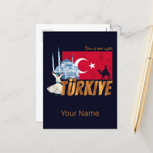 Türkiye Istanbul Vintage Flagge Türkei Souvenir Feiertagspostkarte
