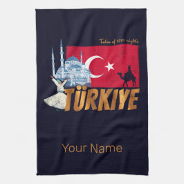 Türkiye Istanbul Vintage Flagge Türkei Souvenir Geschirrtuch