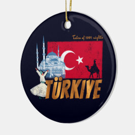 Türkiye Istanbul Vintage Flagge Türkei Souvenir Keramik Ornament