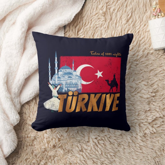 Türkiye Istanbul Vintage Flagge Türkei Souvenir Kissen (Decke)