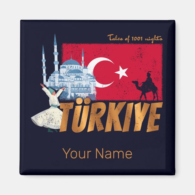Türkiye Istanbul Vintage Flagge Türkei Souvenir Magnet (Vorne)