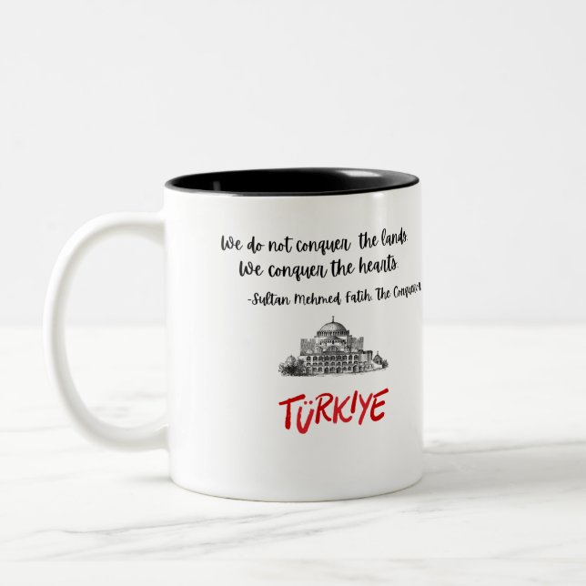 Turkiye Souvenir Sultan Mehmet Fatih Zitat Zweifarbige Tasse (Links)