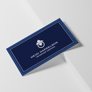 Türklopfer-Logo mit blauem Rand im Vintage-Stil Visitenkarte