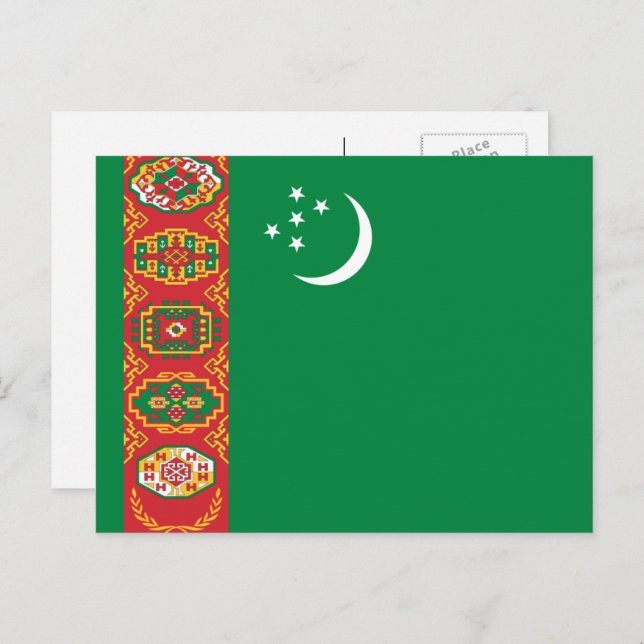 Turkmenische Flagge, Flagge Turkmenistans Postkarte (Vorne/Hinten)