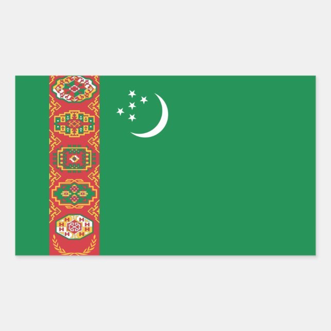 Turkmenische Flagge, Flagge Turkmenistans Rechteckiger Aufkleber (Vorderseite)