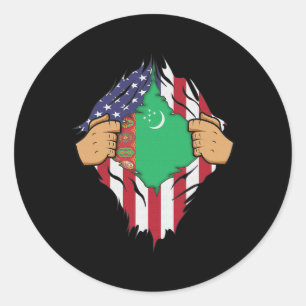 Turkmenische Flagge Turkmenistan Männer Frauen Kin Runder Aufkleber
