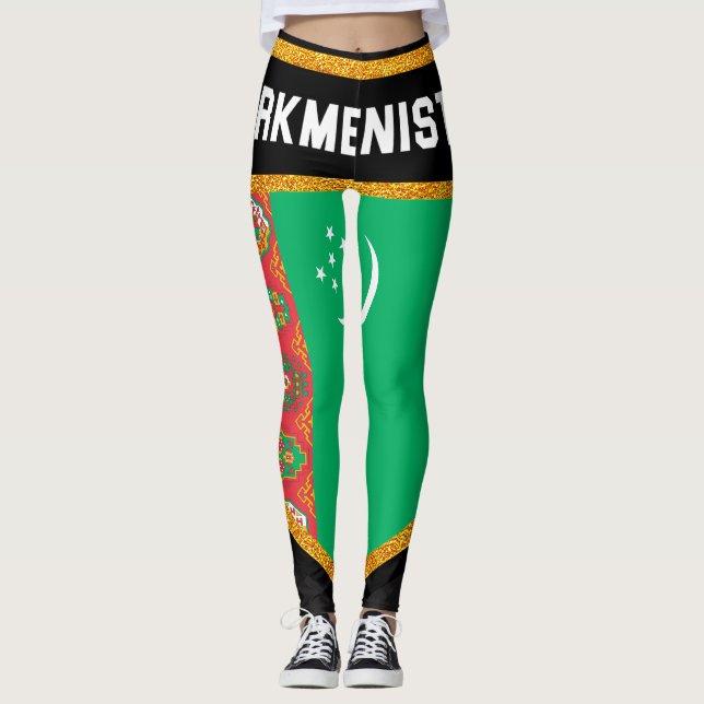 Turkmenistan-Flagge Leggings (Vorderseite)