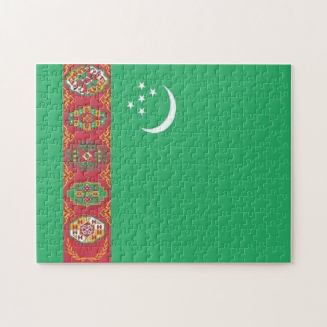 Turkmenistan - Flagge Puzzle (Horizontal)