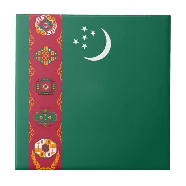 Turkmenistan-Flaggen-Keramik-Fliese Fliese (Vorderseite)
