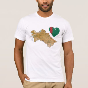 Turkmenistan Flaggenherz und T - Shirt der Karte