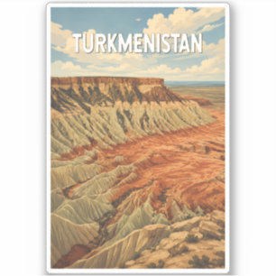 Turkmenistan Illustration Reise Kunst Vintage Aufkleber