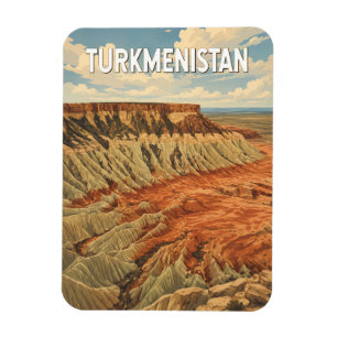 Turkmenistan Illustration Reise Kunst Vintage Magnet