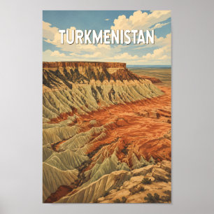 Turkmenistan Illustration Reise Kunst Vintage Poster
